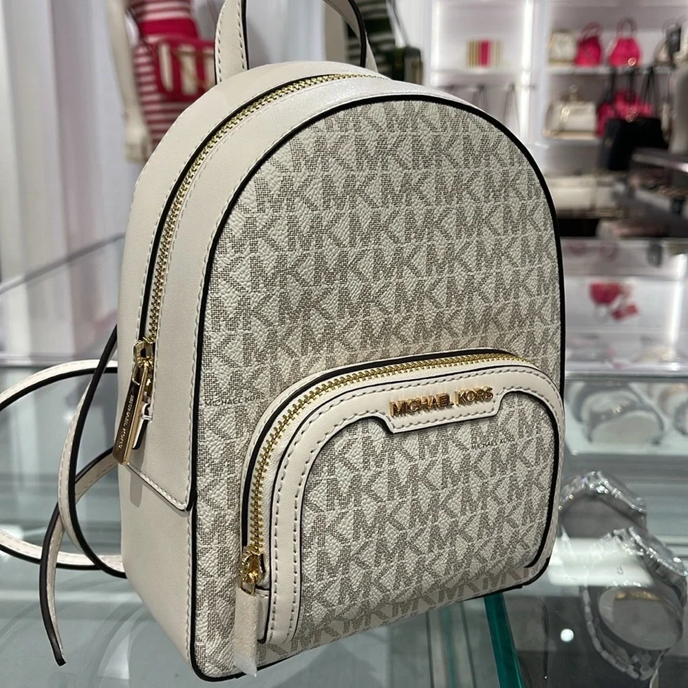 Michael Kors Ladies Backpack Bag Jaycee XS Conv Zip Backpack Light Cream Multi